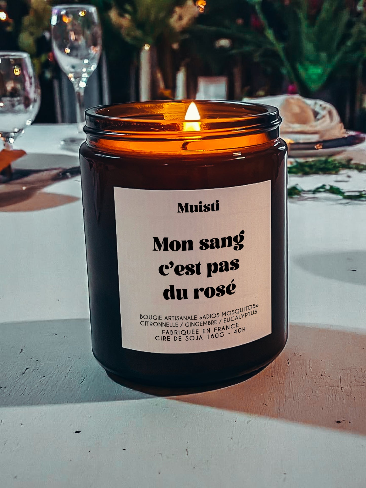 Bougie anti-moustiques - Mon sang c'est pas du rosé