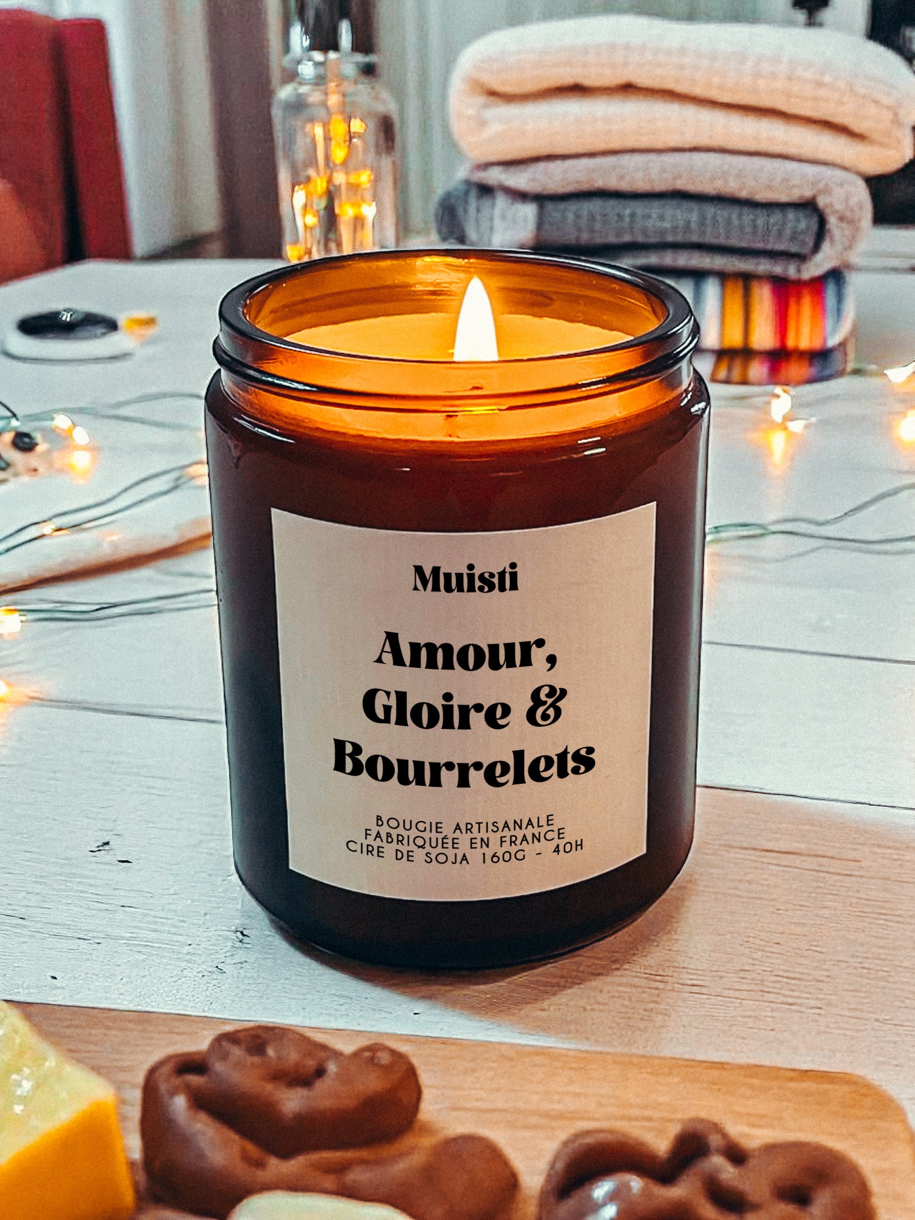 Bougie à message - Amour Gloire et Bourrelets
