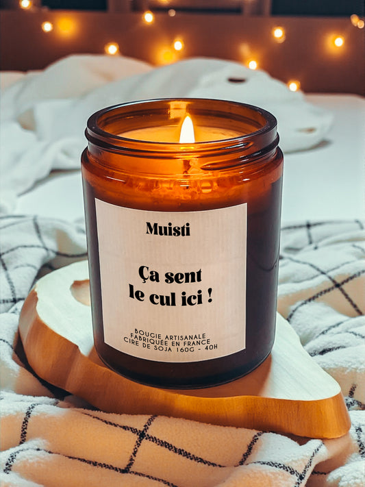 Bougie à message - Ca sent le cul ici