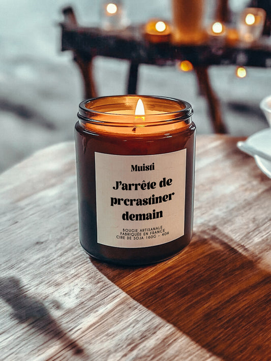 Bougie à message - J'arrête de procrastiner demain