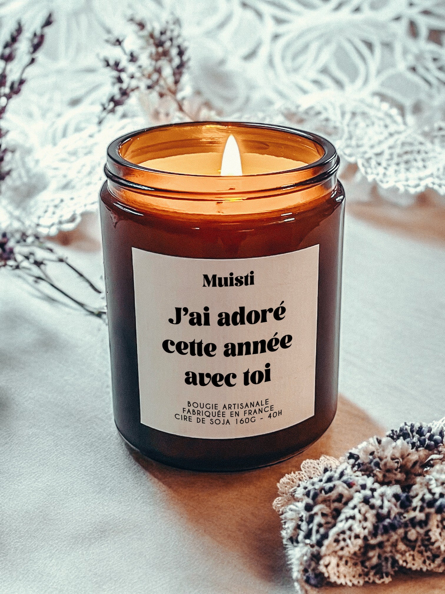 Bougie à message - J'ai adoré cette année avec toi