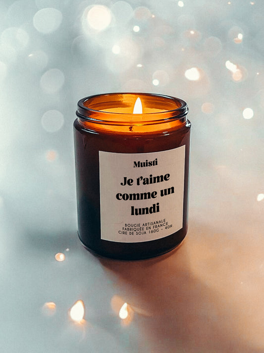 Bougie à message - Je t'aime comme un lundi