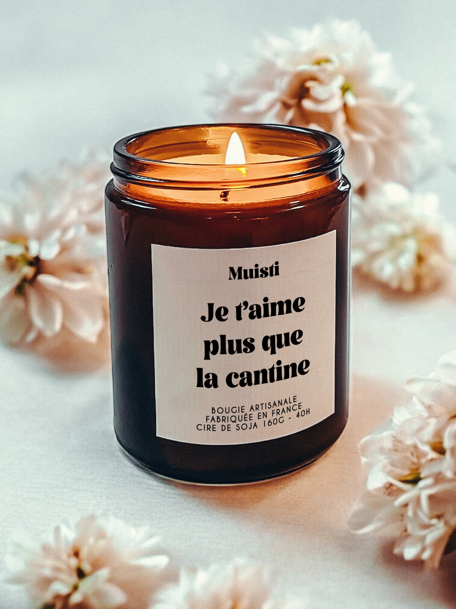 Bougie à message - Je t'aime plus que la cantine