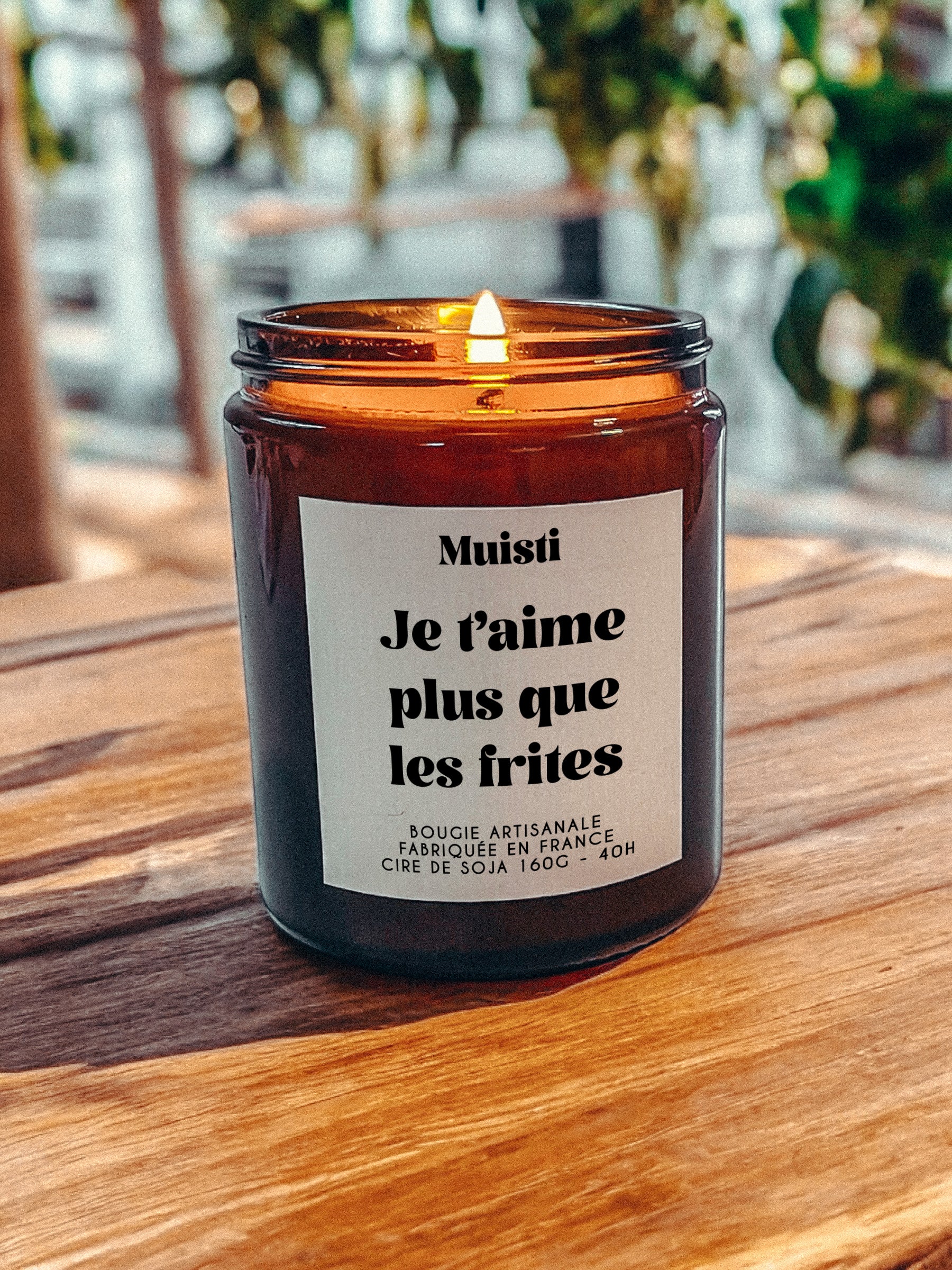 Bougie à message - Je t'aime plus que les frites