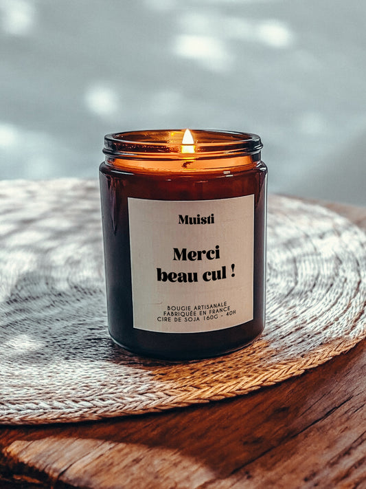 Bougie à message - Merci beau cul