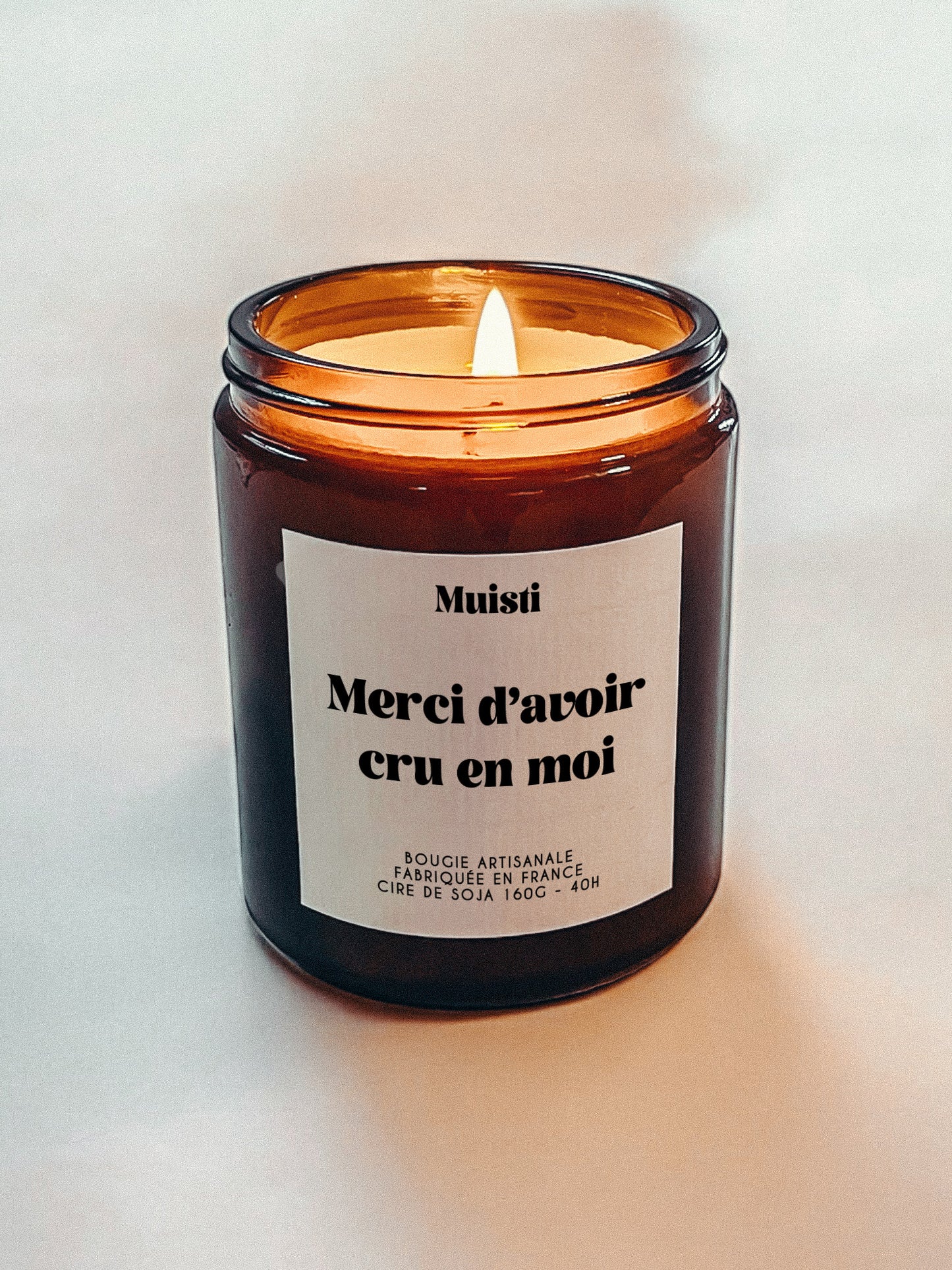 Bougie à message - Merci d'avoir cru en moi