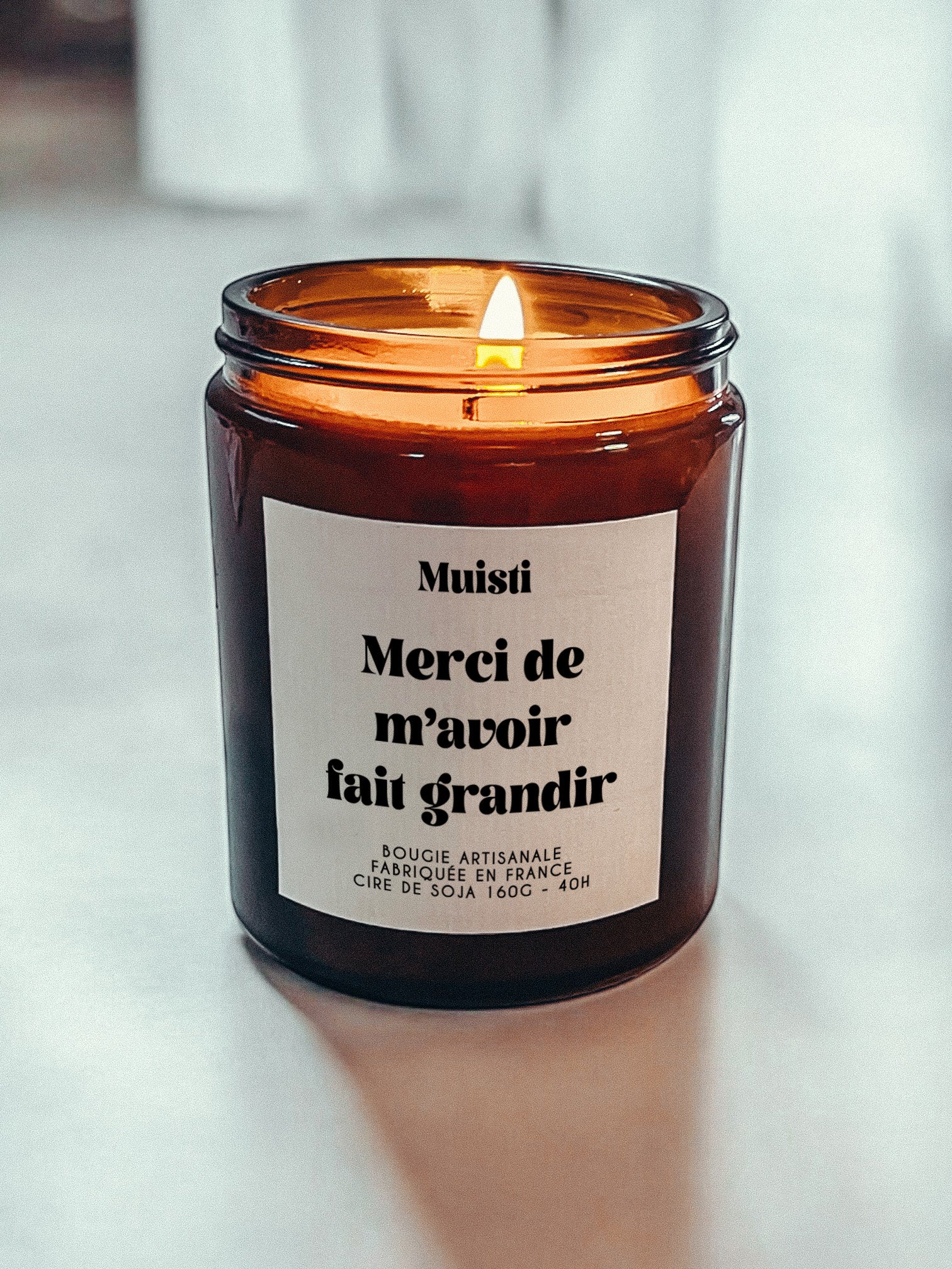 Bougie à message - Merci de m'avoir fait grandir