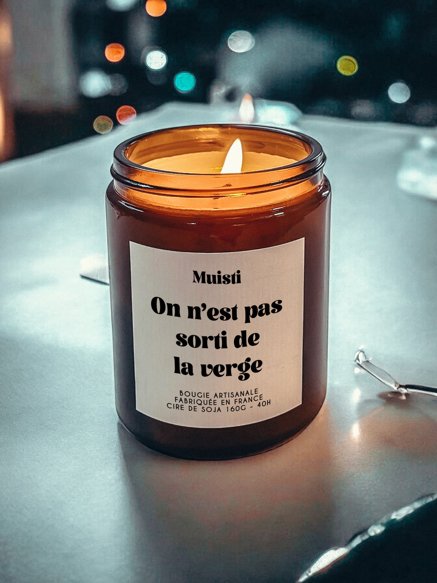 Bougie à message - On n'est pas sorti de la verge