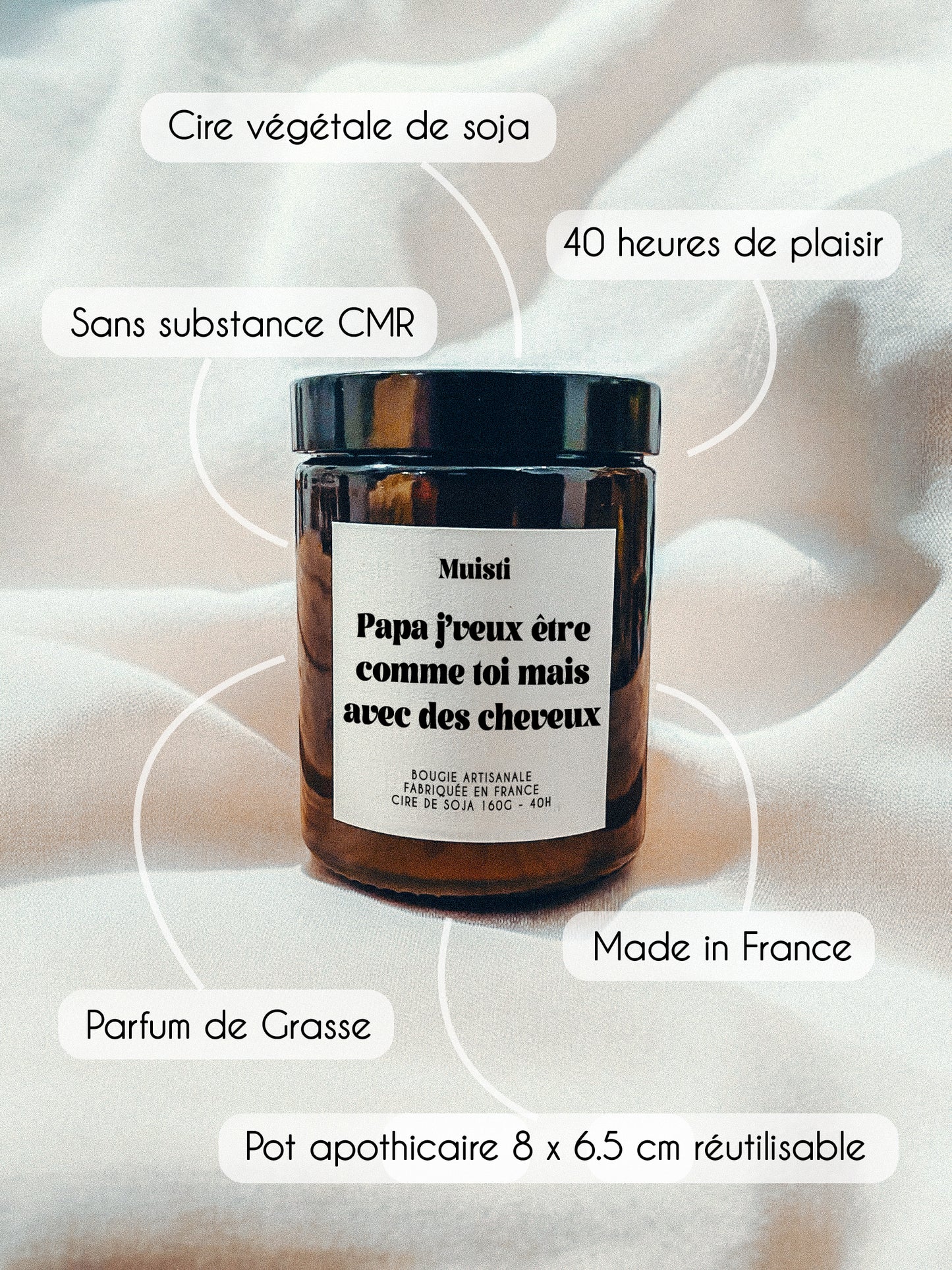 Bougie à message - Papa j'veux être comme toi mais avec des cheveux