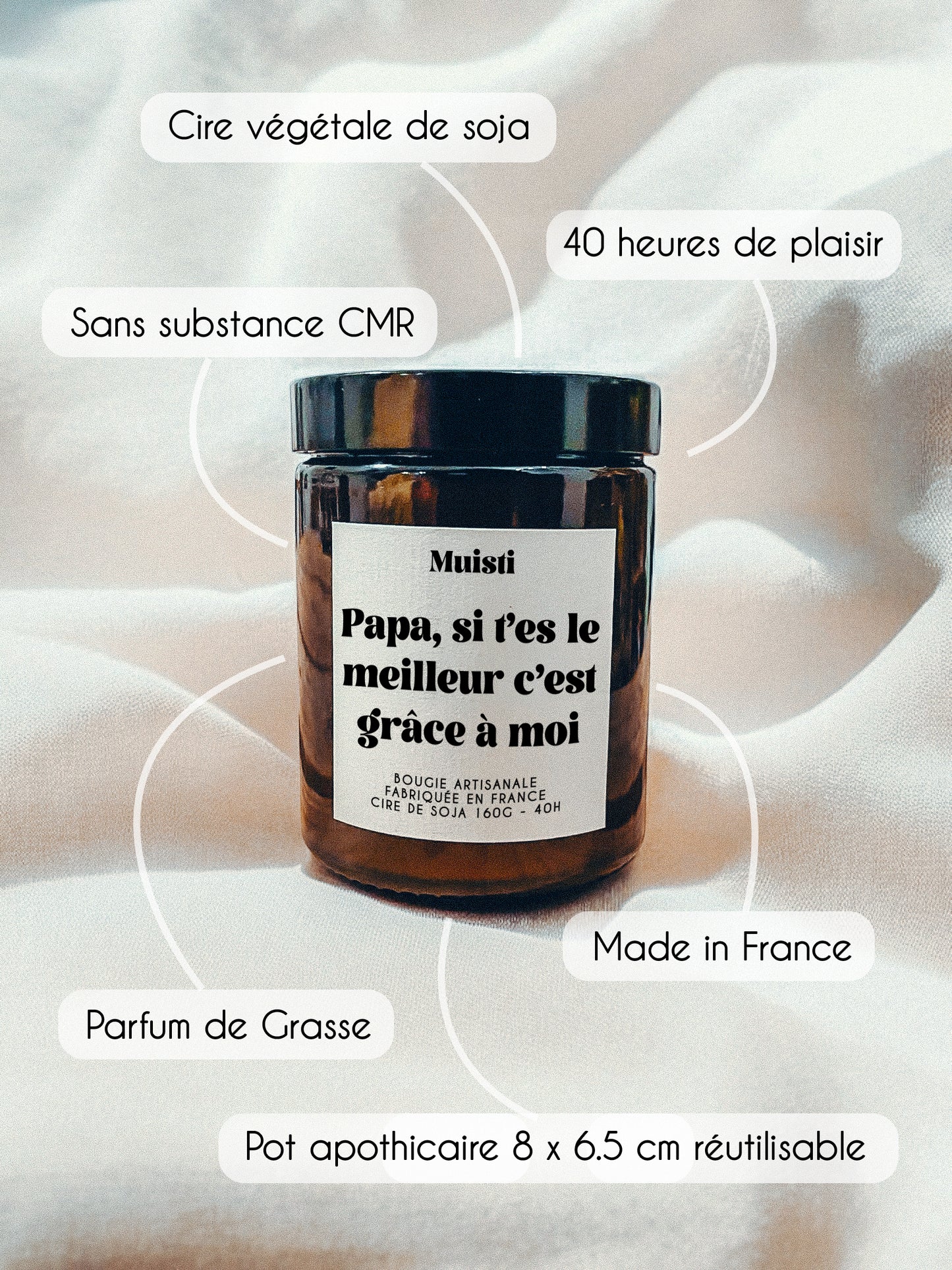 Bougie à message - Papa si t'es le meilleur c'est grâce à moi