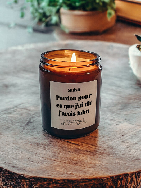 Bougie à message - Pardon pour ce que j'ai dit j'avais faim