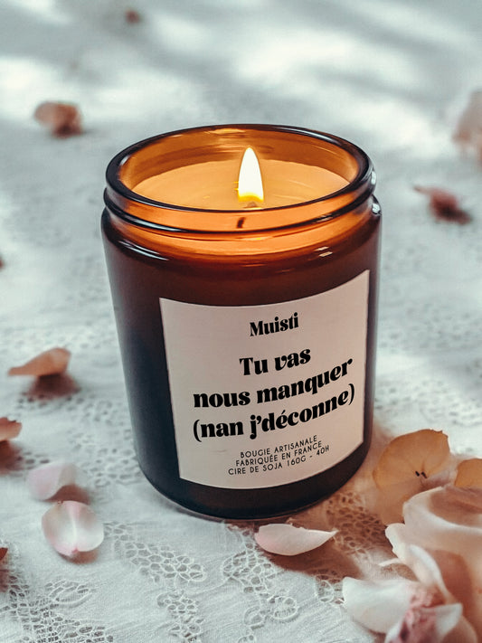 Bougie à message - Tu vas nous manquer
