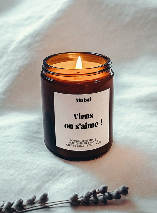 Bougie à message - Viens on s'aime