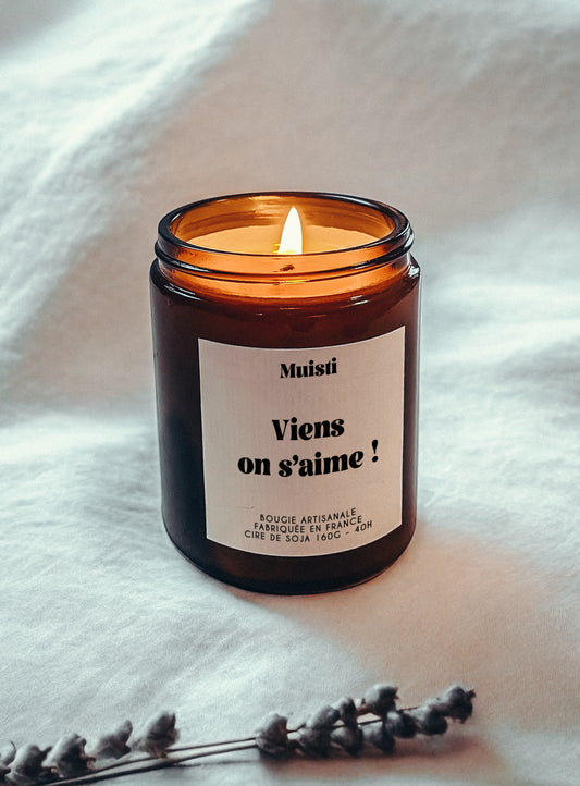 Bougie à message - Viens on s'aime