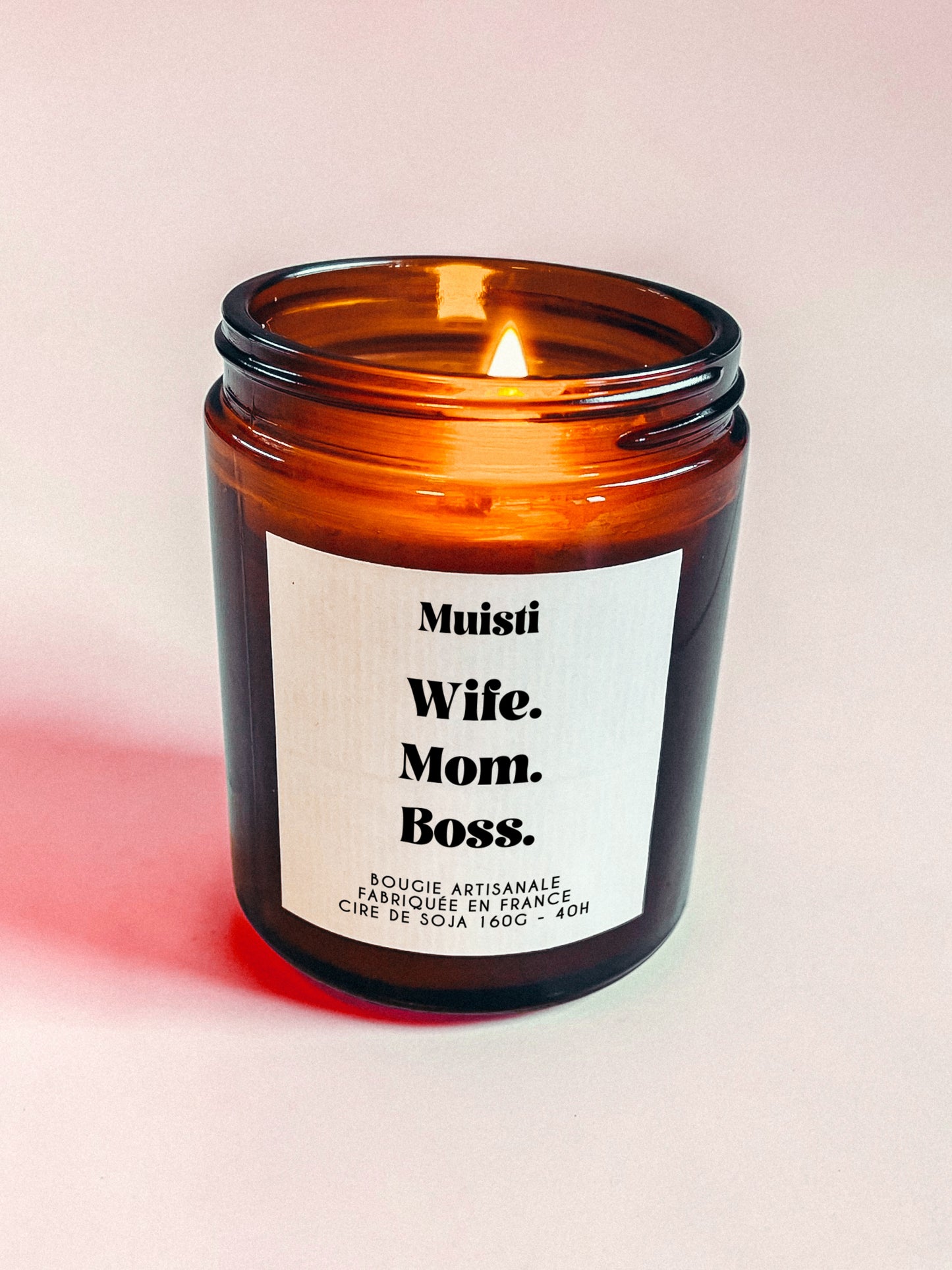 Bougie à message - Wife. Mom. Boss.