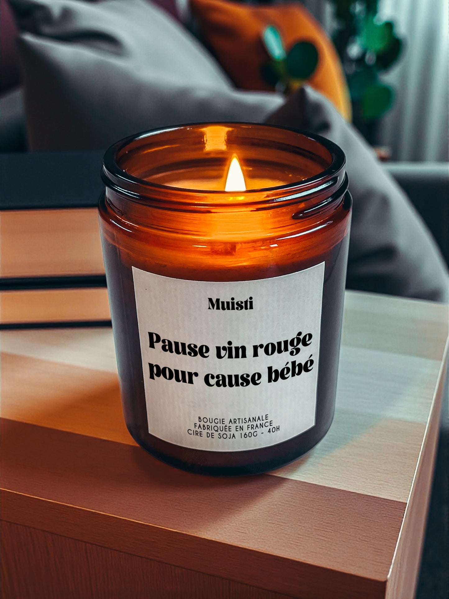 Bougie annonce grossesse - Pause vin rouge pour cause bébé