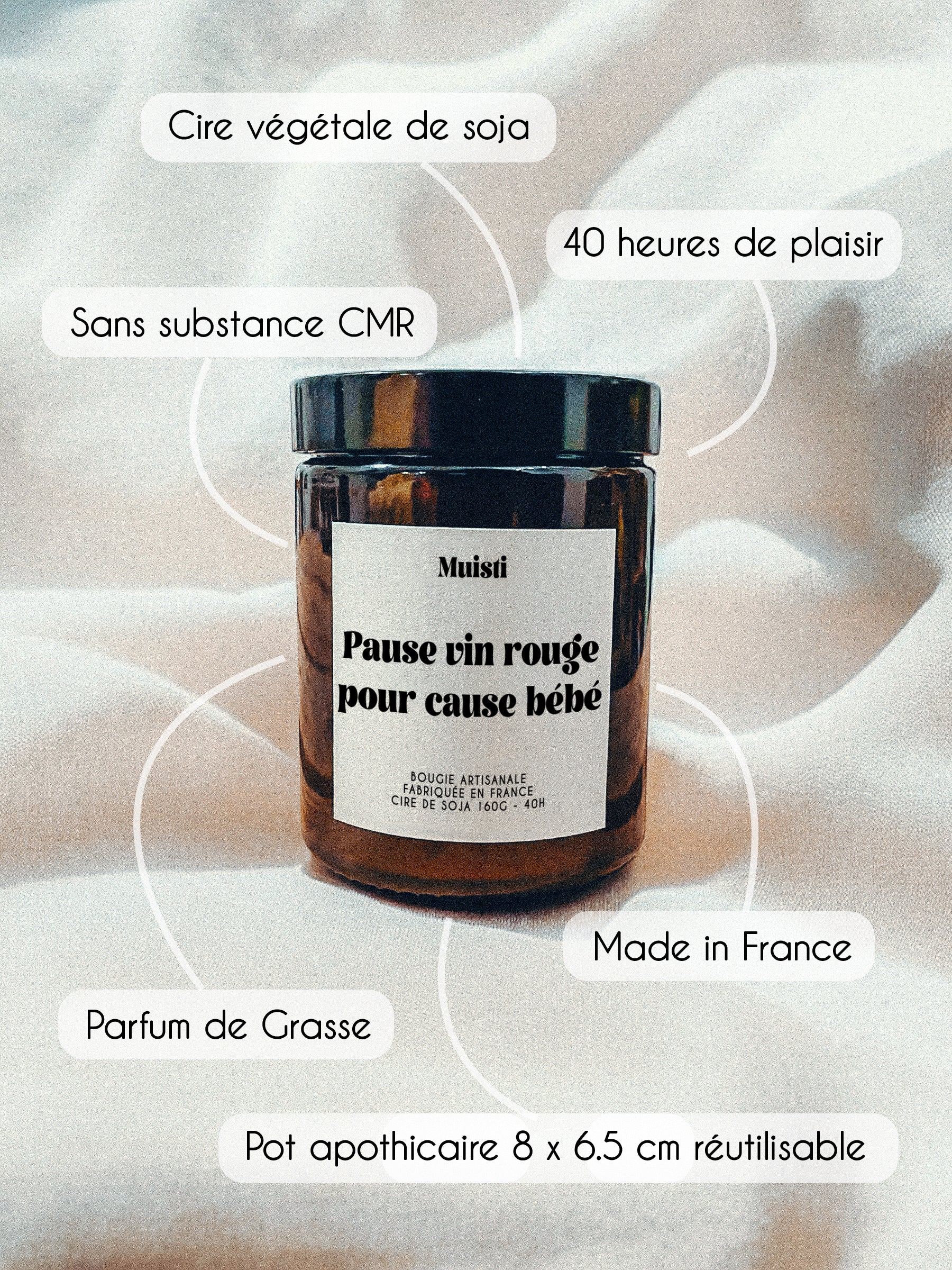 Bougie annonce grossesse - Pause vin rouge pour cause bébé