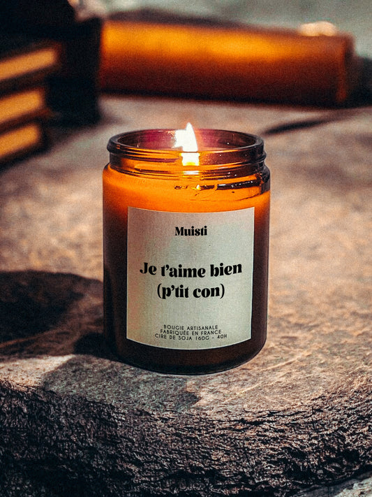 Bougie à message - Je t'aime bien p'tit con