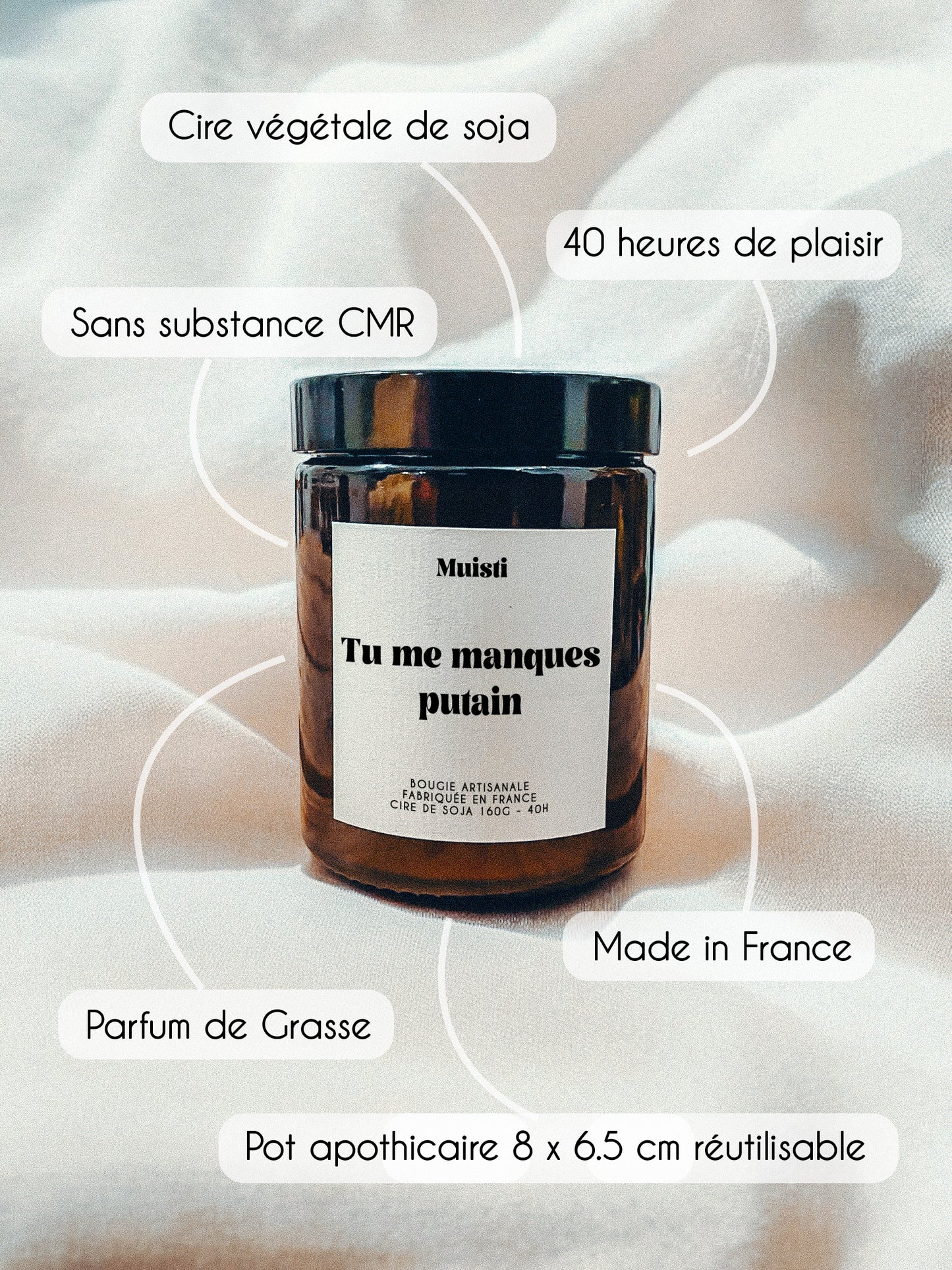 Bougie à message - Tu me manques putain