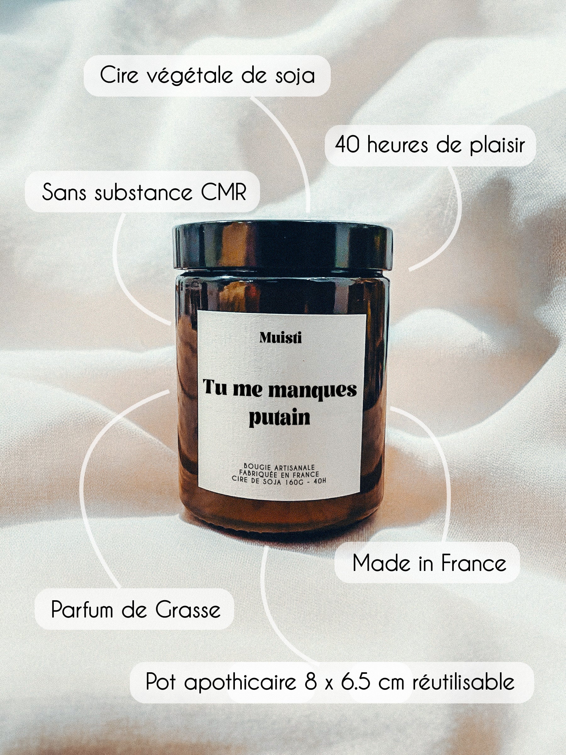 Bougie à message - Tu me manques putain