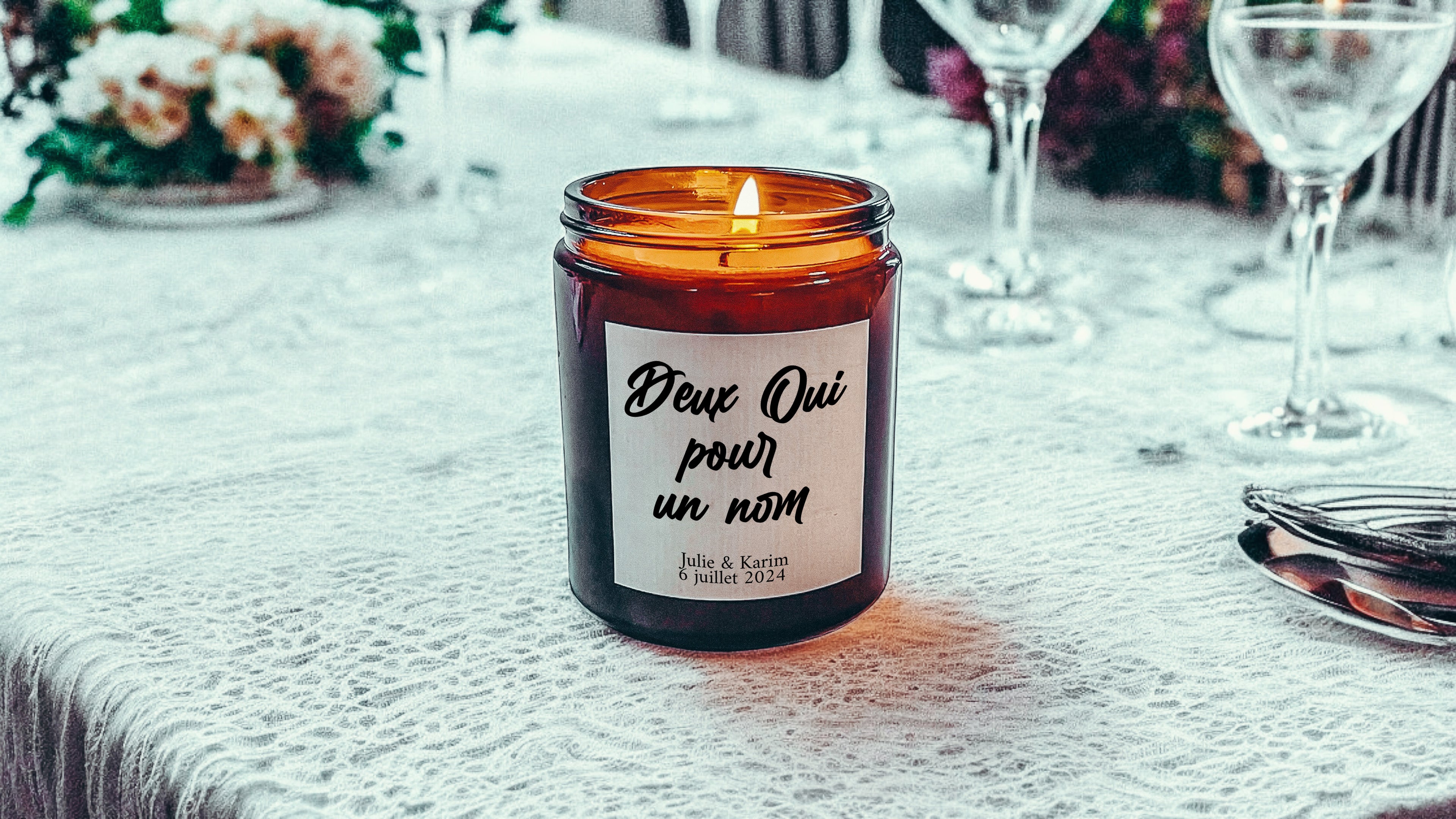 Bougie personnalisée mariage