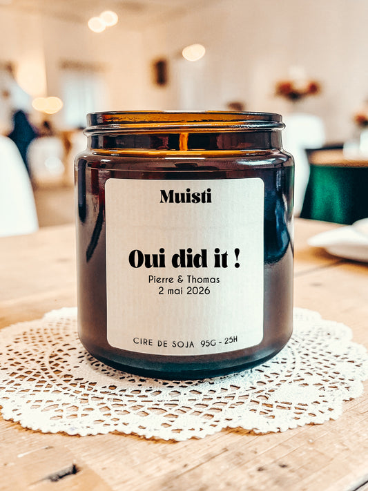 Bougies personnalisées mariage - Message + Prénoms + Date - Cadeau invité