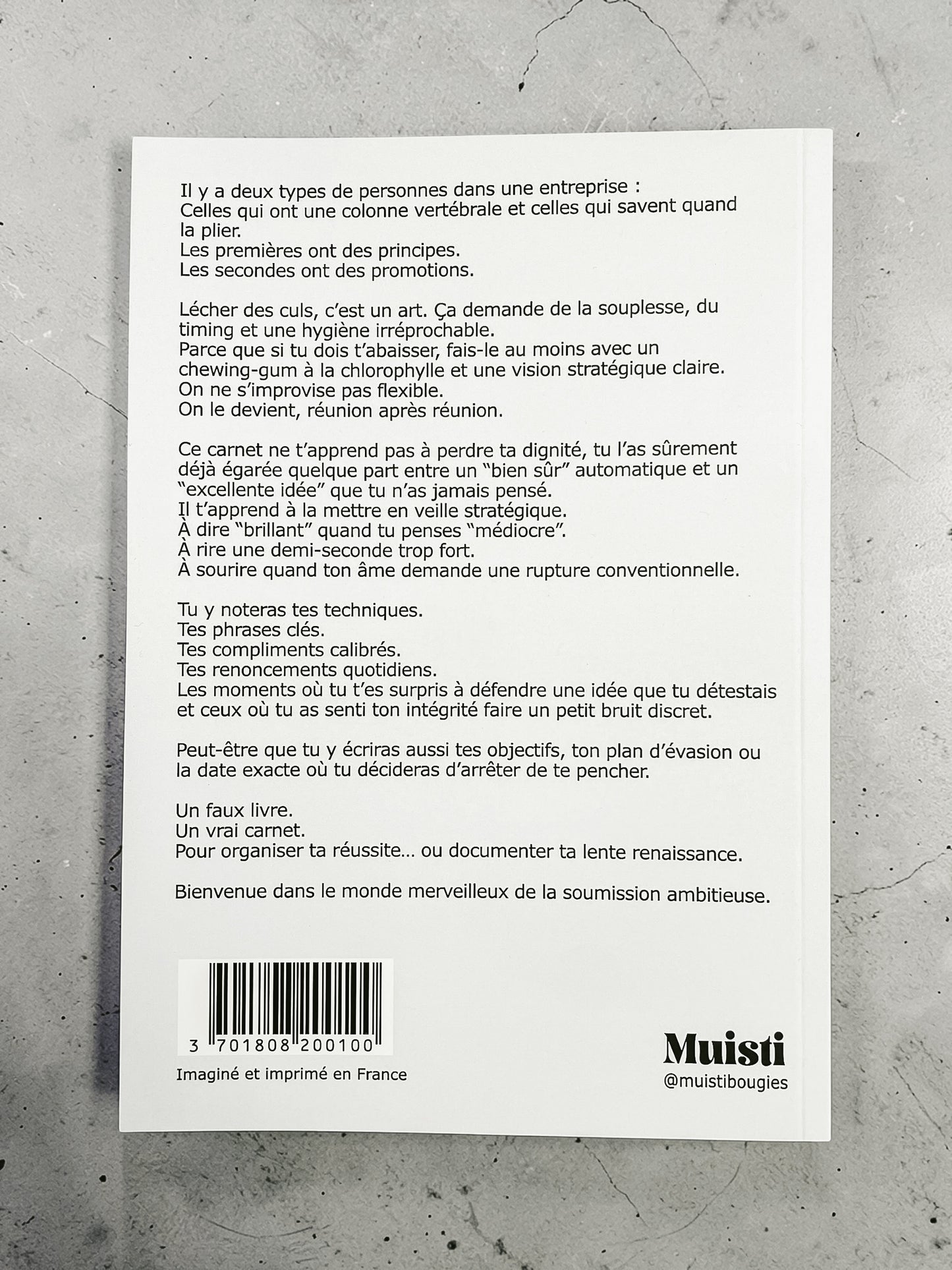 Carnet A5 - Devenir un bon lèche-cul sans puer de le gueule - dos