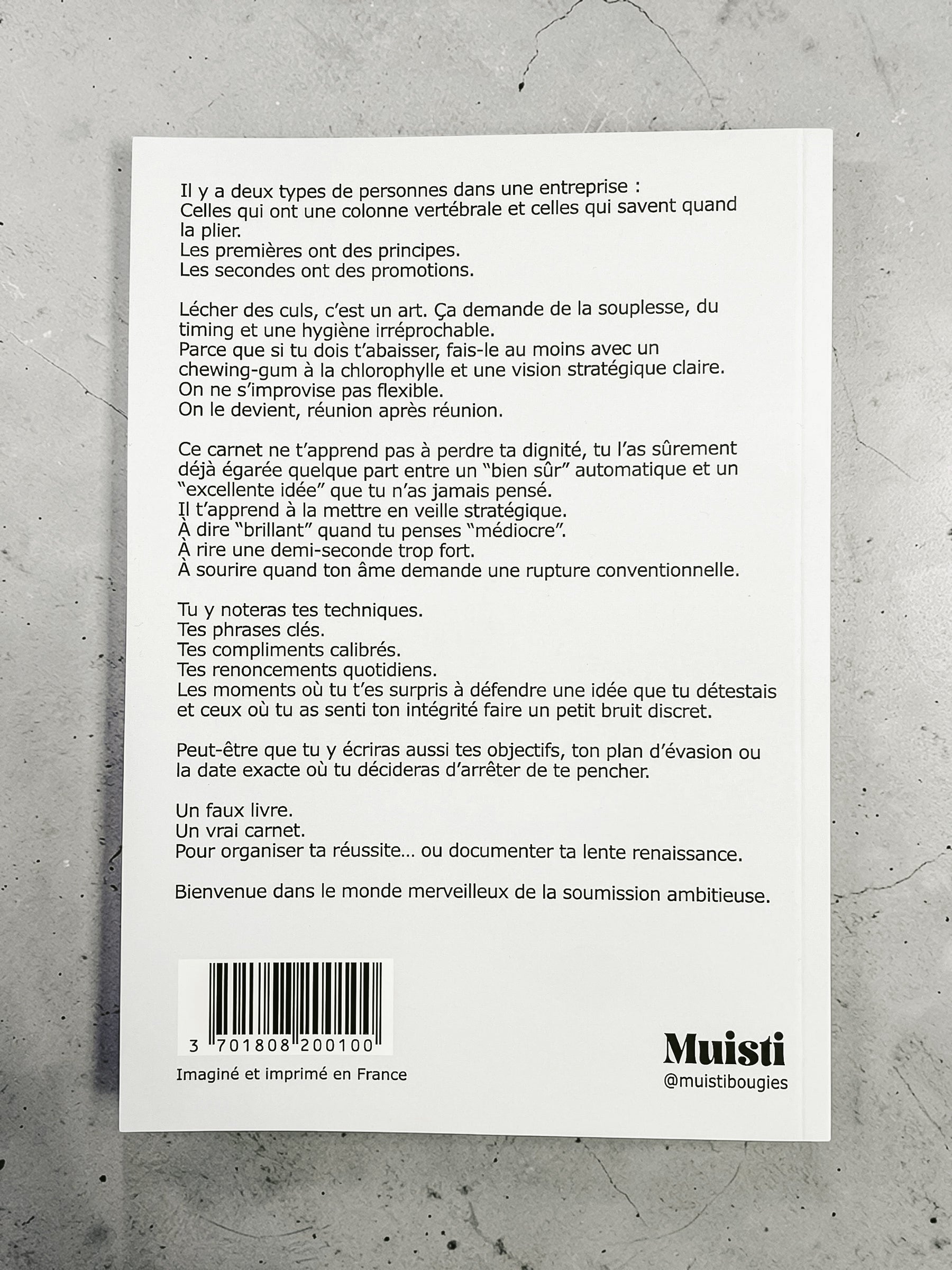Carnet A5 - Devenir un bon lèche-cul sans puer de le gueule - dos