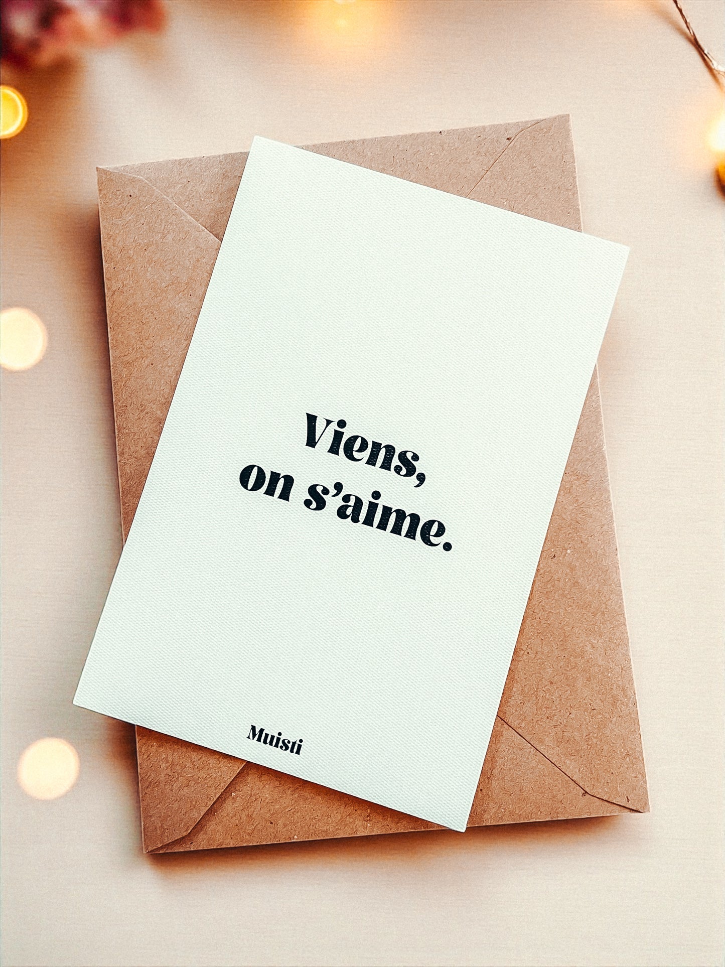 Carte postale à message - Viens on s'aime